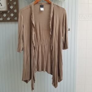 Covington Brown Lightweight Ruffle Waterfall Cardigan